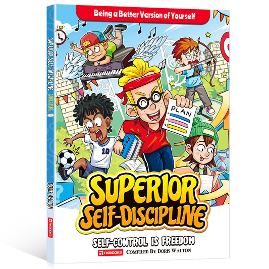 【TIKBOOKS】 Self-Discipline in Comics: Beat Procrastination,  Master Emotions & Time — Unlock Your Child's Self-Motivated Future