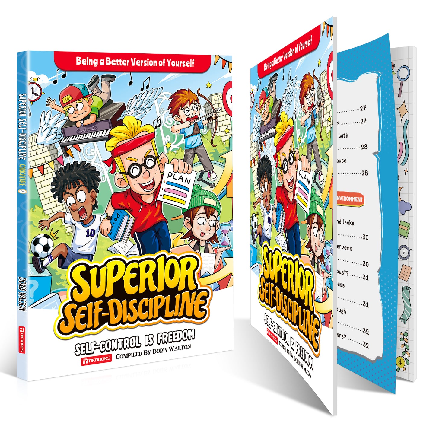 【TIKBOOKS】 Self-Discipline in Comics: Beat Procrastination,  Master Emotions & Time — Unlock Your Child's Self-Motivated Future