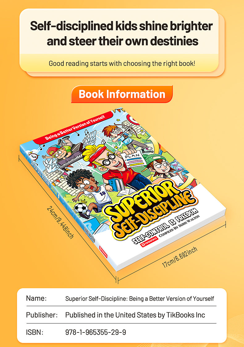 【TIKBOOKS】 Self-Discipline in Comics: Beat Procrastination,  Master Emotions & Time — Unlock Your Child's Self-Motivated Future