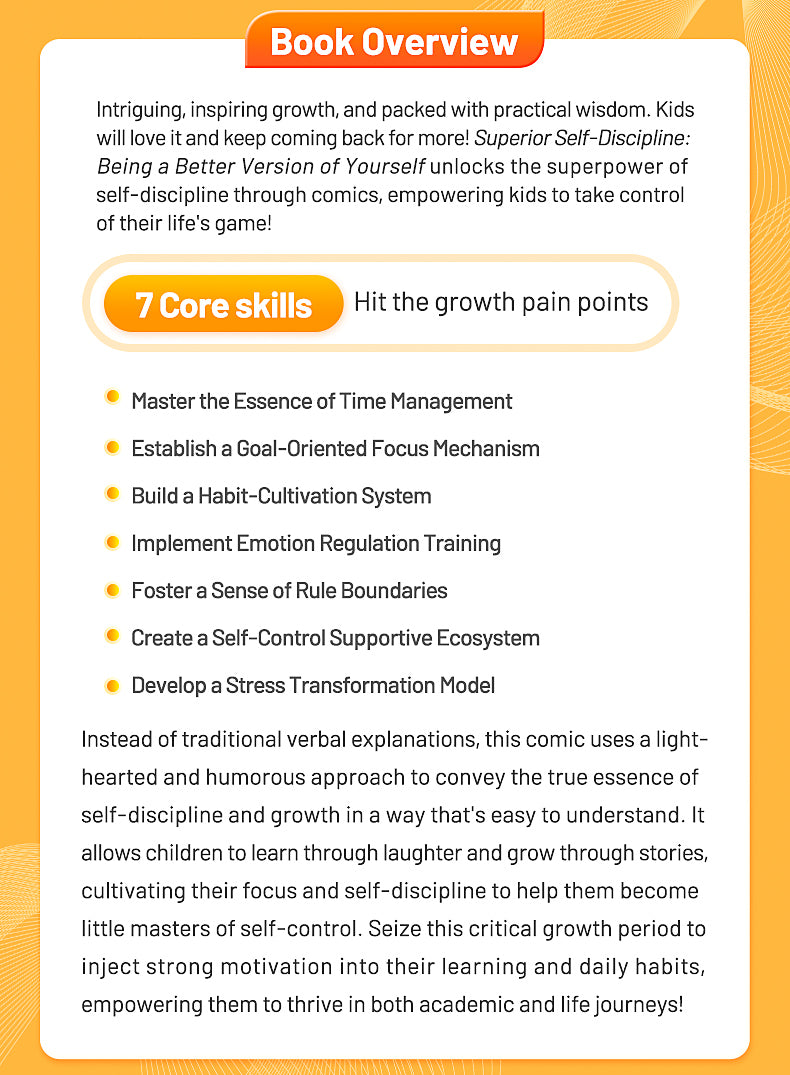 【TIKBOOKS】 Self-Discipline in Comics: Beat Procrastination,  Master Emotions & Time — Unlock Your Child's Self-Motivated Future